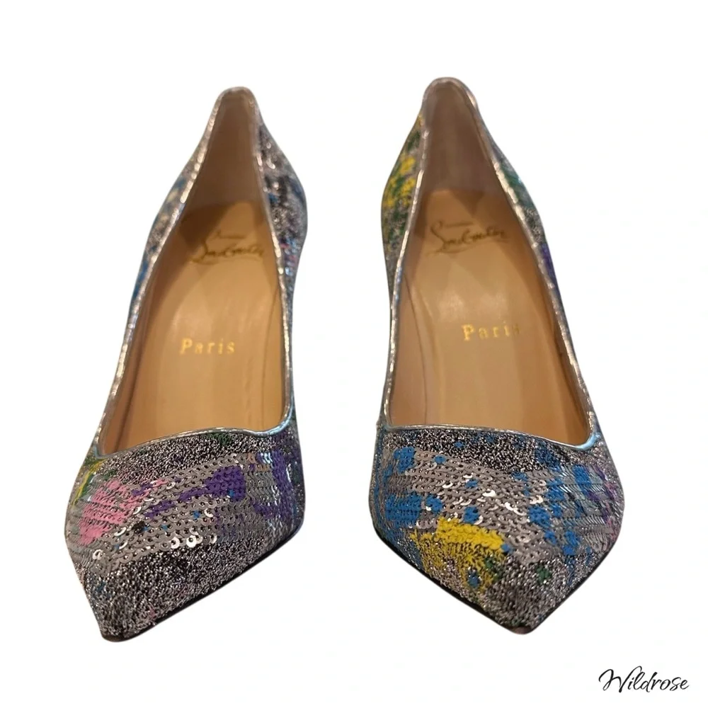 💫 Christian Louboutin Sequins Galativi 100 “Version Diva” Heels SZ 35.5 US 5.5 💫 - Picture 3 of 16